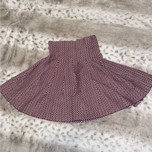 Wet Seal Skirt Women's Small Burgundy and White High Waist Flare Sweater Skirt